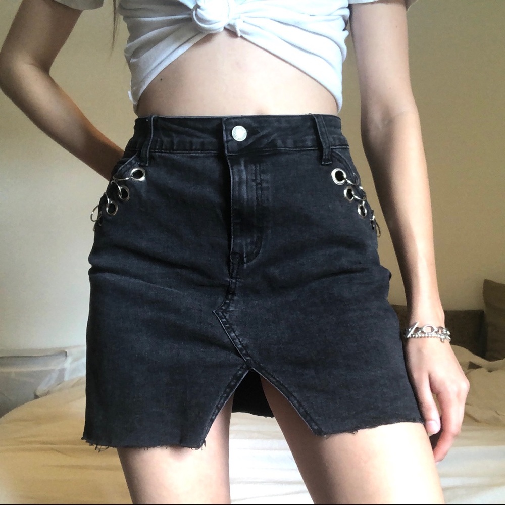 DONATING SOON Glamorous Faded Black Denim Skirt